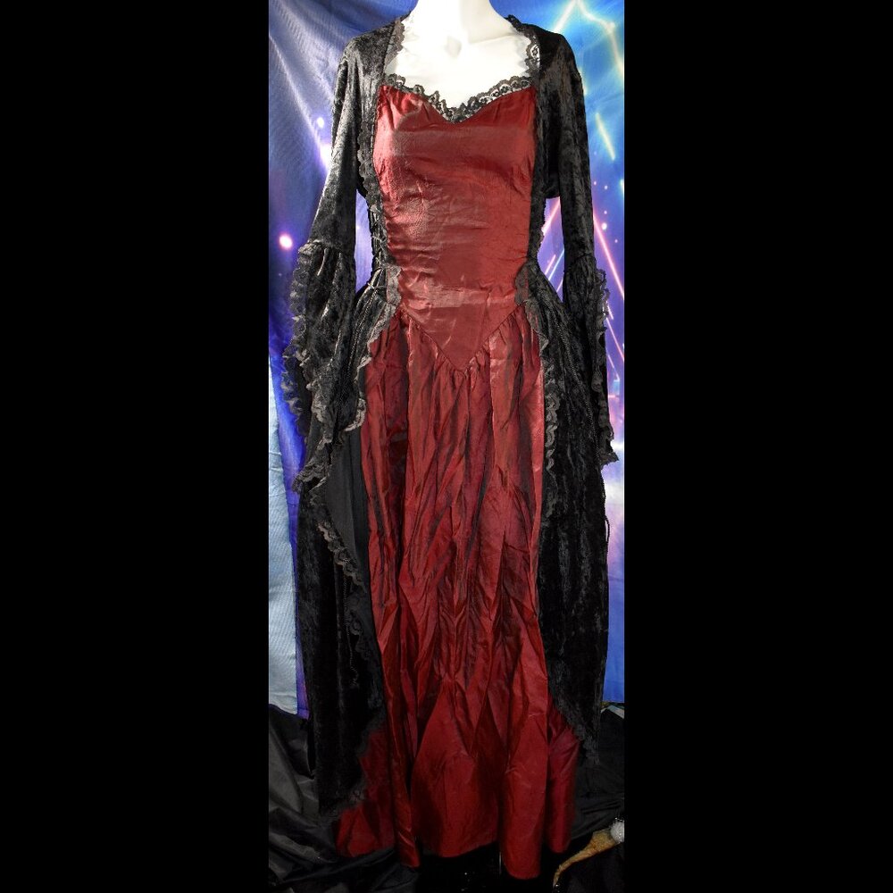 Vintage Eternal NYC Gothic Renaissance Dress in Burgundy with Black Velvet